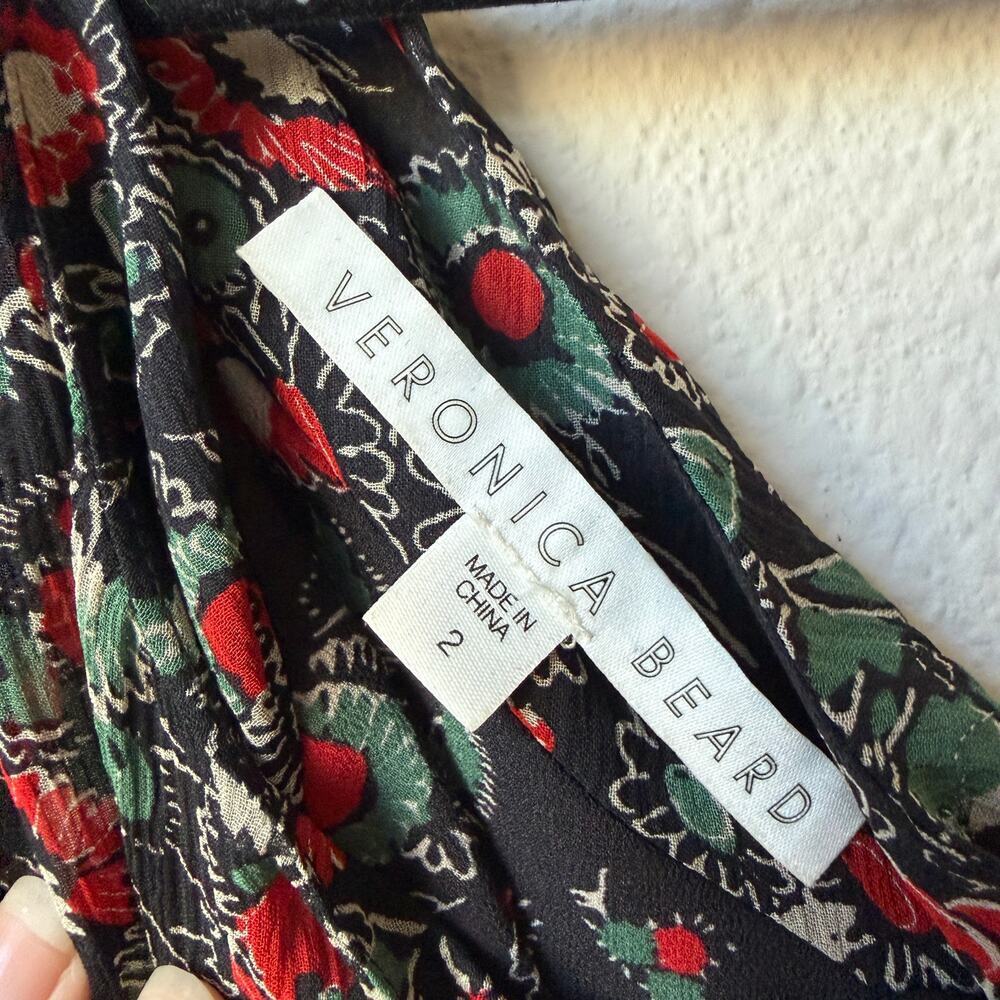 Veronica Beard Ballard Dark Floral Silk One Shoulder Mini Dress Size 2 - Picture 5 of 7